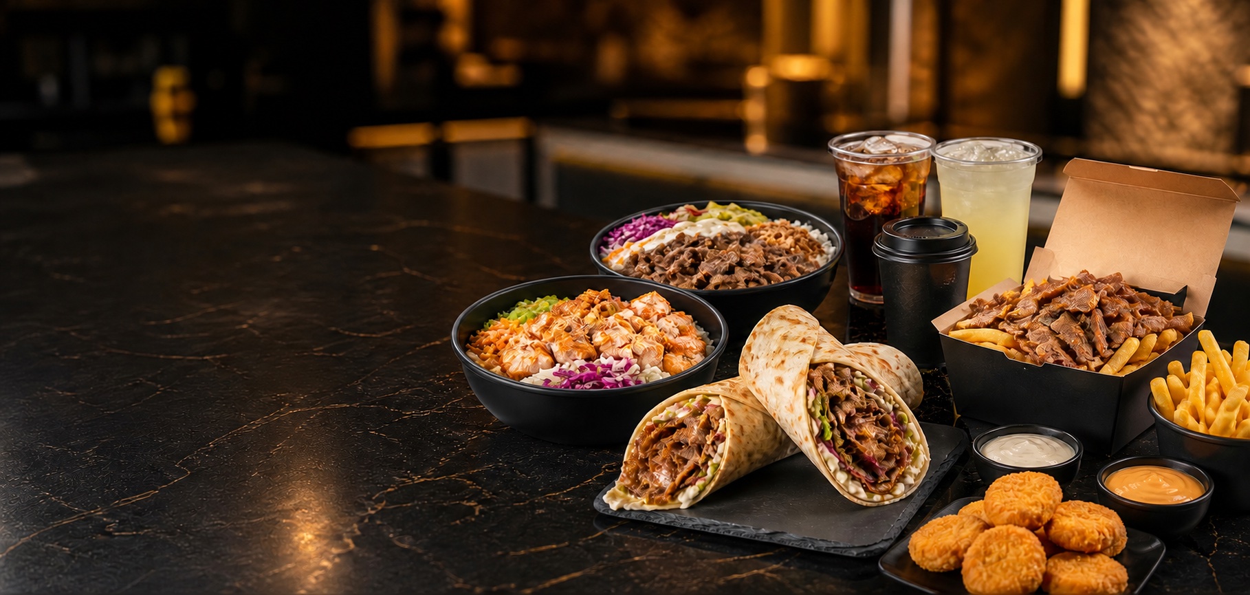 Dürüm, Bowls, Box, Nuggets, Pommes und Getränke von Bro's Döner